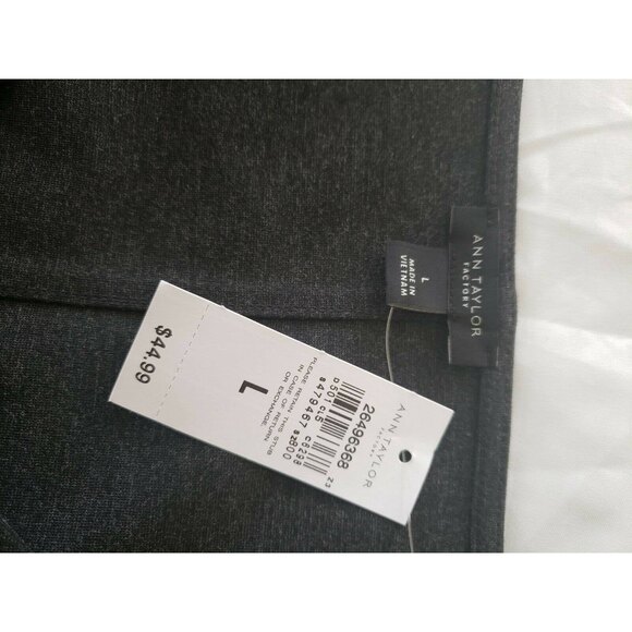 Ann Taylor Factory Pullover Stretch Dark Gray V-neck Jersey Top 3/4 Sleeve Large - Picture 4 of 9